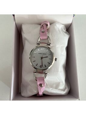LAURA ASHLEY Watch Twisted Pink Delicate Band Stainless Steel Back New Battery